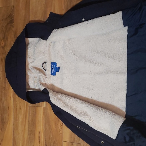 Adidas winter coat jacket long sherpa lining hood up to -20C navy blue - Picture 4 of 11